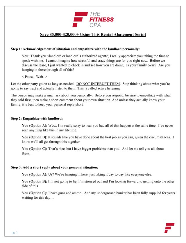 Lease Renewal Reminder Letter from thefitnesscpa.com