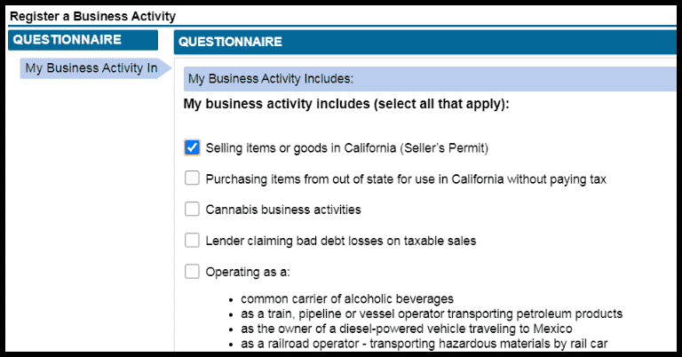 how to register california sales tax license step 6