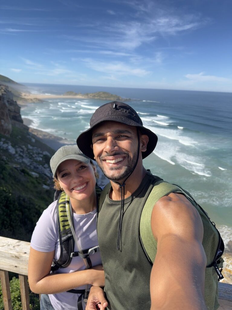 Kirstin Arendse hiking on the South African coast